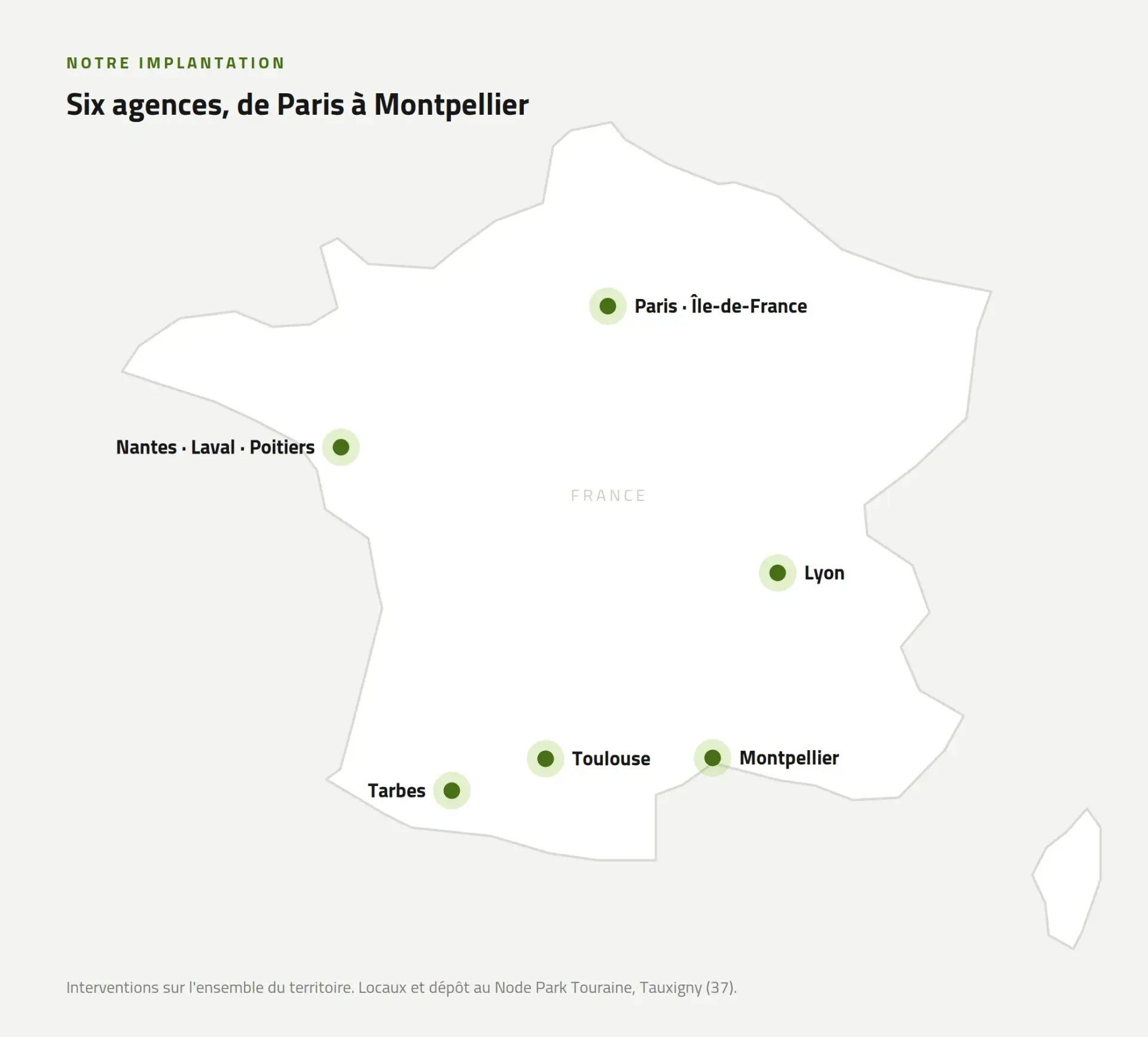 Carte des six agences Luminance Consulting en France
